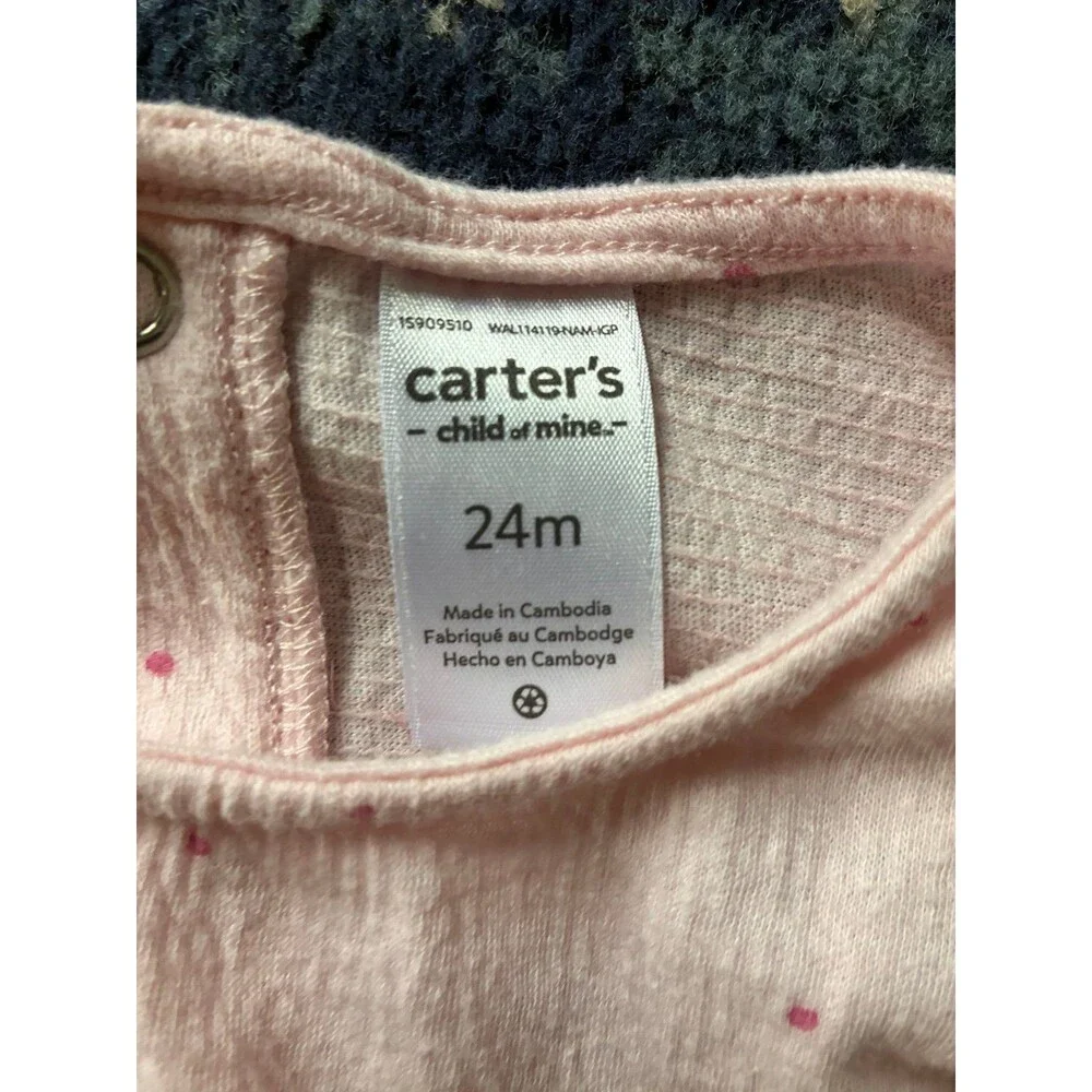 Carter’s Child of Mine Baby Girls Pink Polka Dot Flutter Sleeve Top – 24M